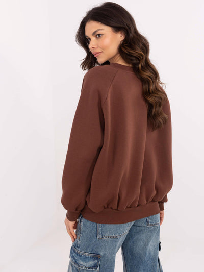 Brązowa damska bluza oversize z napisem