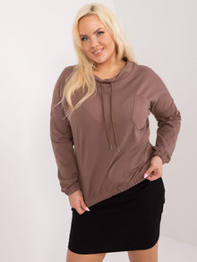 Brązowa casualowa bluzka plus size z troczkami