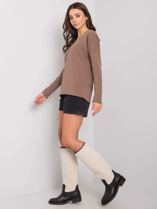 RUE PARIS Brązowy longsleeve damski