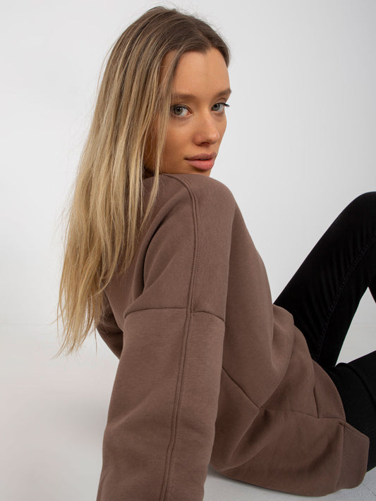 Brązowa dresowa bluza basic z długim rękawem