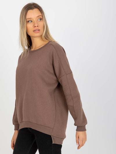 Brązowa dresowa bluza basic z długim rękawem