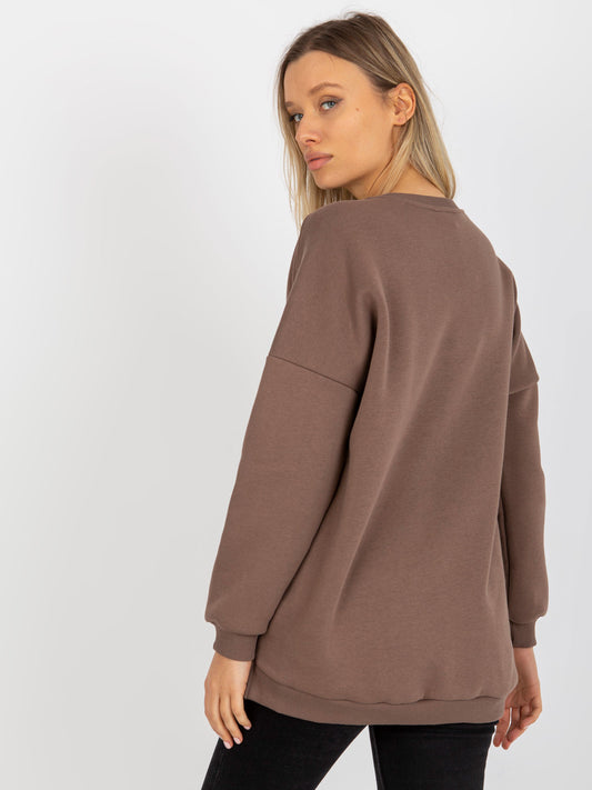 Brązowa dresowa bluza basic z długim rękawem