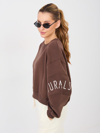 NATURAL SIDE Brązowa dresowa bluza o kroju oversize