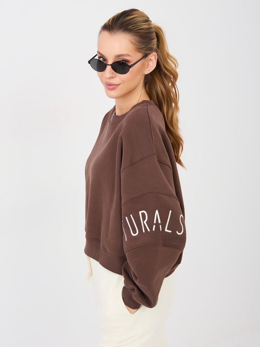 NATURAL SIDE Brązowa dresowa bluza o kroju oversize
