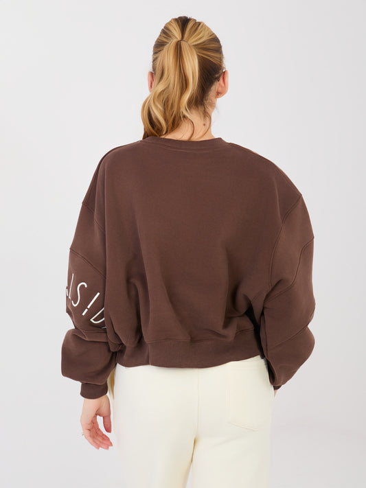 NATURAL SIDE Brązowa dresowa bluza o kroju oversize