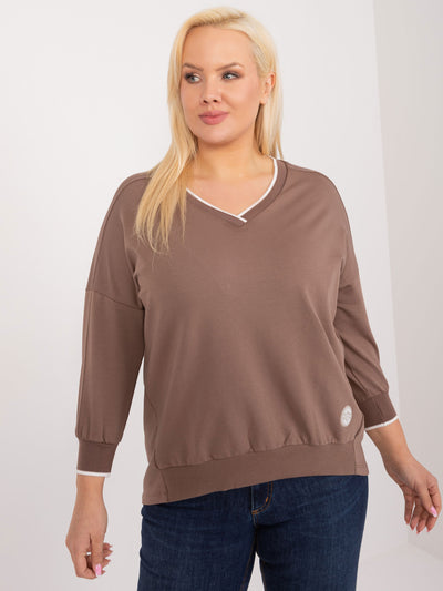 Brązowa bluzka plus size ze ściągaczami