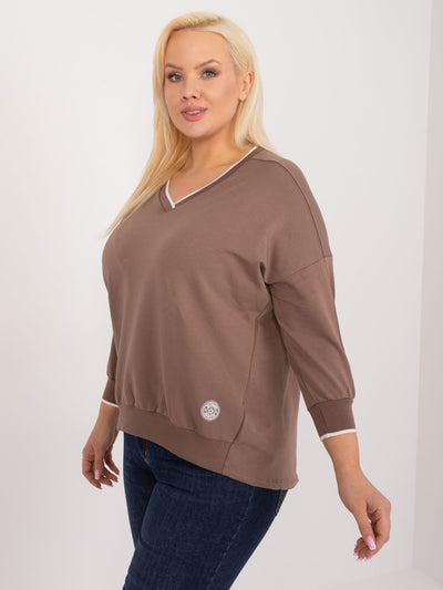 Brązowa bluzka plus size ze ściągaczami