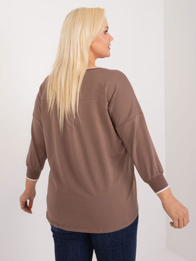 Brązowa bluzka plus size ze ściągaczami