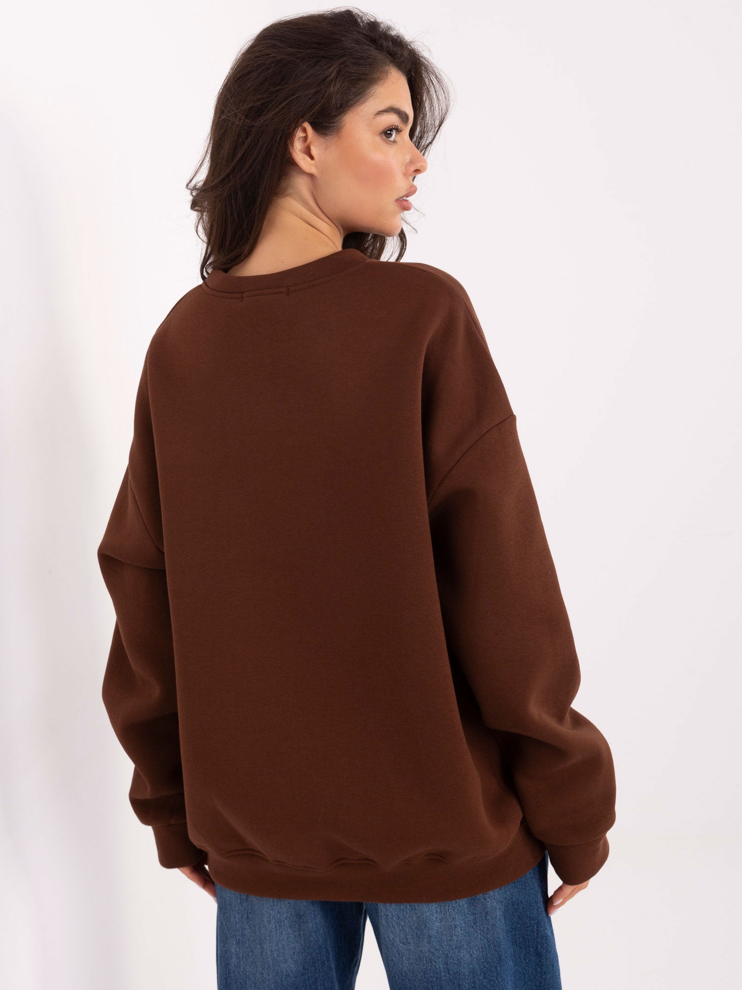 Brązowa bluza oversize z napisem