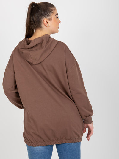 Brązowa rozpinana bluza plus size z kapturem