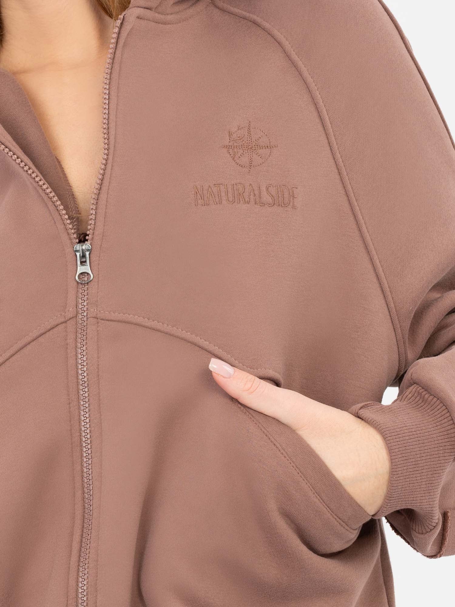 NATURAL SIDE Brązowa bluza z ozdobnymi szwami