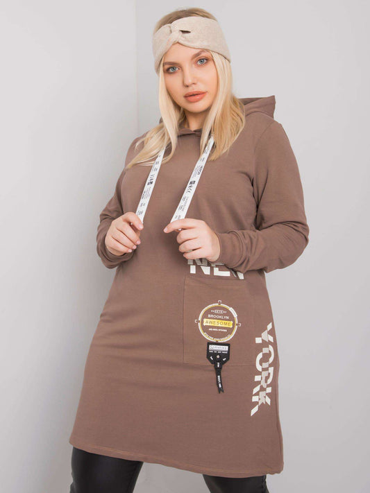 Brązowa bawełniana tunika plus size