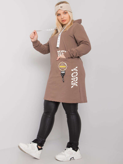Brązowa bawełniana tunika plus size