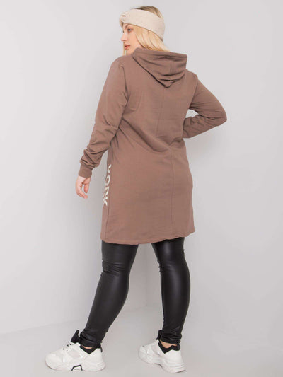 Brązowa bawełniana tunika plus size