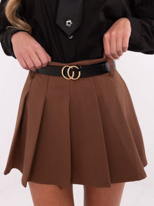 Brązowe eleganckie spódnico-spodenki z zakładkami