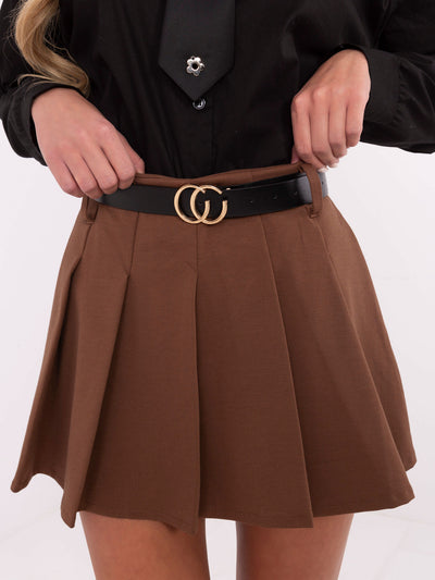 Brązowe eleganckie spódnico-spodenki z zakładkami
