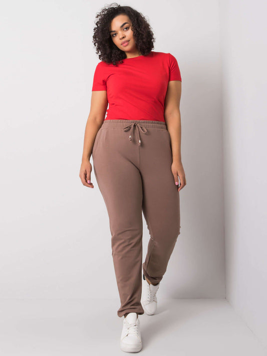 Brązowe damskie spodnie dresowe plus size