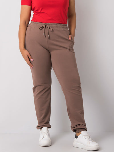 Brązowe damskie spodnie dresowe plus size