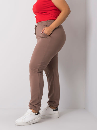 Brązowe damskie spodnie dresowe plus size