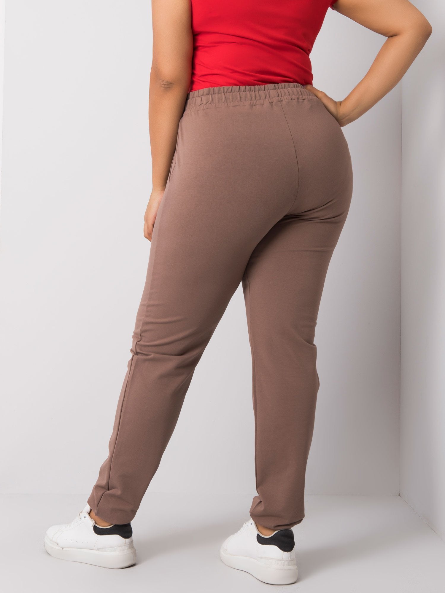 Brązowe damskie spodnie dresowe plus size