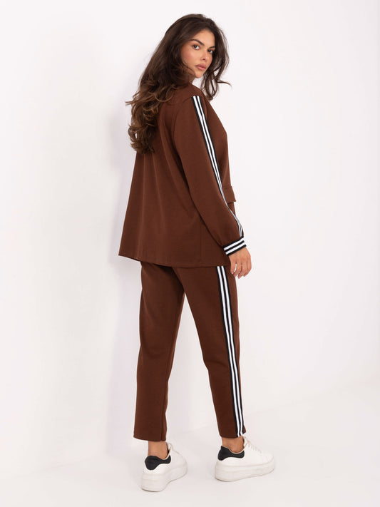 RUE PARIS Brązowy komplet z marynarką oversize
