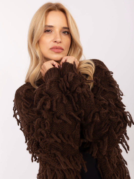 RUE PARIS Brązowy damski kardigan w stylu boho