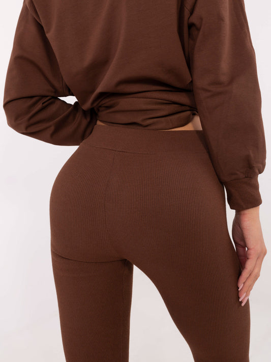 Brązowy casualowy komplet damski z bluzą oversize