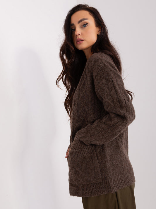 Brązowy sweter rozpinany