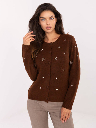 Brązowy rozpinany sweter z guzikami