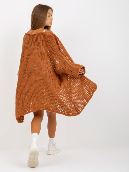 Brązowy dzianinowy kardigan oversize OCH BELLA