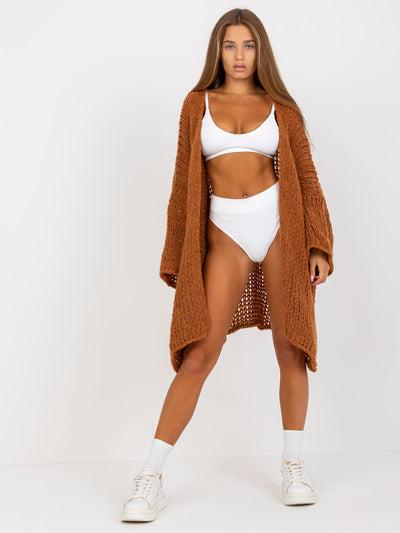 Brązowy dzianinowy kardigan oversize OCH BELLA