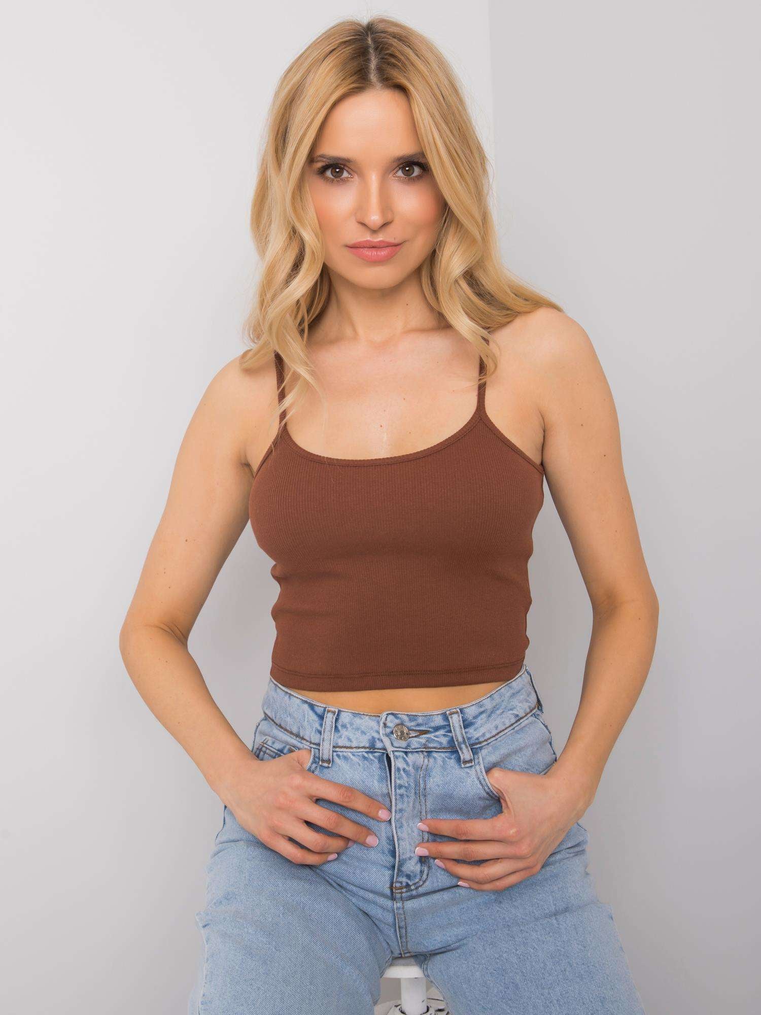 RUE PARIS Brązowy crop top