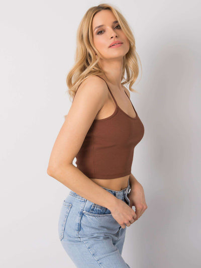 RUE PARIS Brązowy crop top