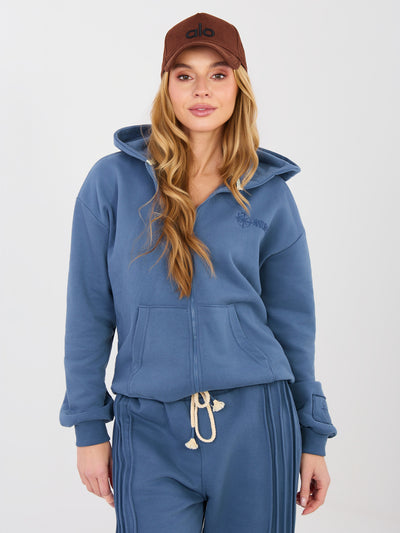 NATURAL SIDE Brudnoniebieska bluza oversize z suwakiem