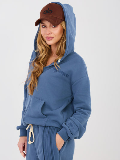 NATURAL SIDE Brudnoniebieska bluza oversize z suwakiem