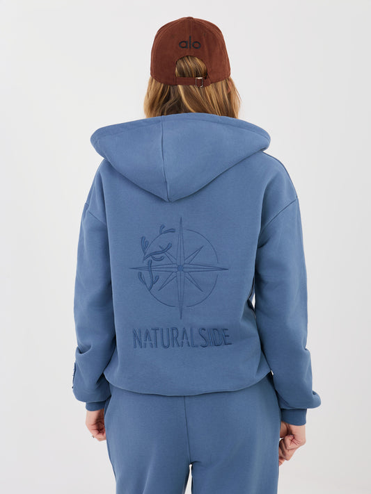 NATURAL SIDE Brudnoniebieska bluza oversize z suwakiem