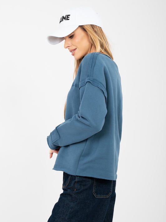 NATURAL SIDE  Brudnoniebieska bluza z okrągłym dekoltem