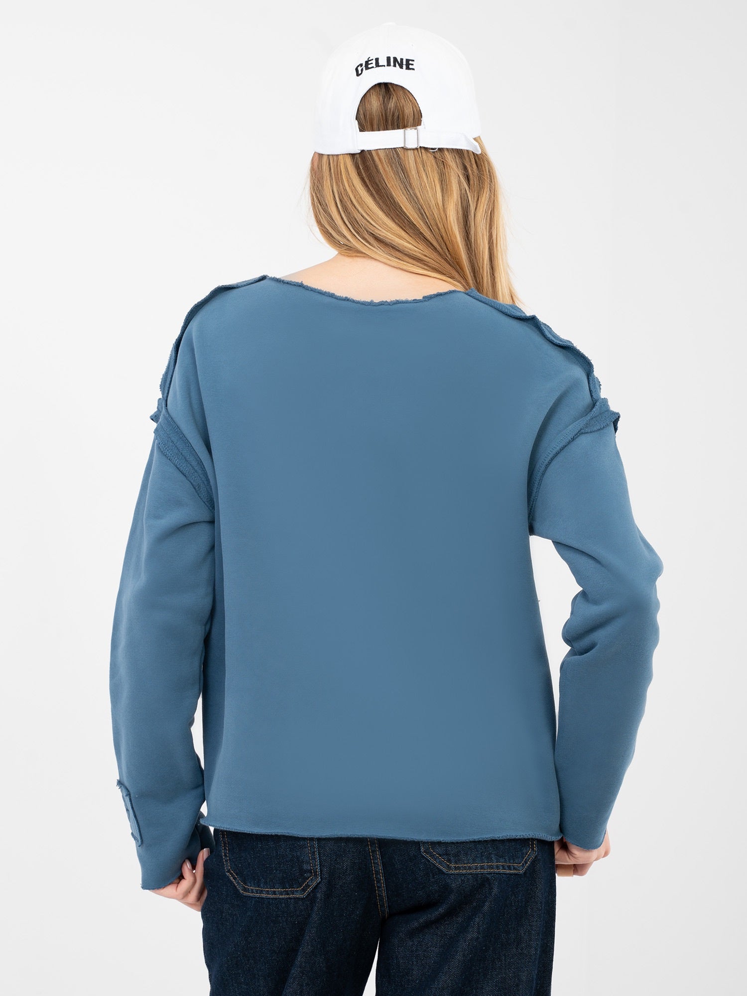 NATURAL SIDE  Brudnoniebieska bluza z okrągłym dekoltem