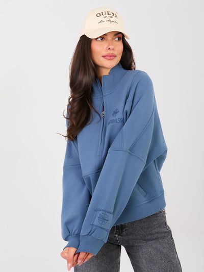NATURAL SIDE  Brudnoniebieska dresowa bluza ze stójką