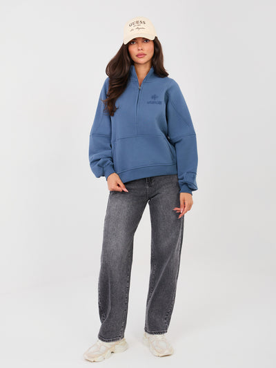 NATURAL SIDE  Brudnoniebieska dresowa bluza ze stójką