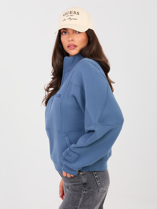 NATURAL SIDE  Brudnoniebieska dresowa bluza ze stójką