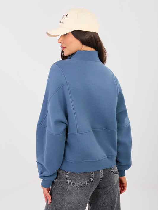 NATURAL SIDE  Brudnoniebieska dresowa bluza ze stójką