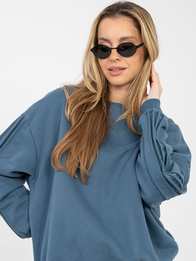 NATURAL SIDE Brudnoniebieska bluza z okrągłym dekoltem