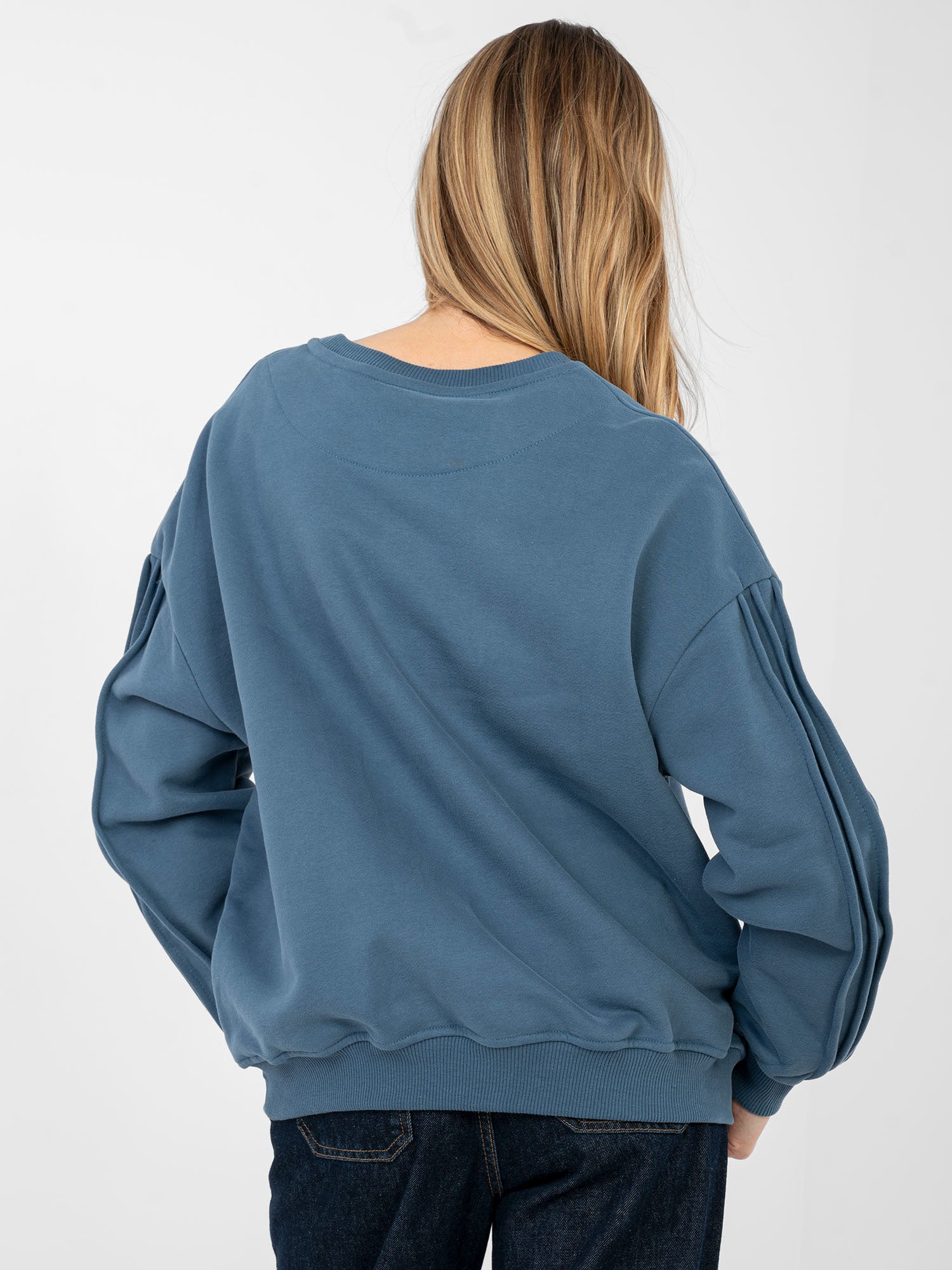 NATURAL SIDE Brudnoniebieska bluza z okrągłym dekoltem