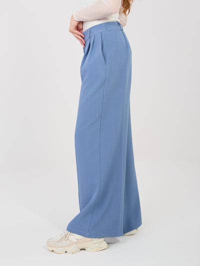 RUE PARIS Brudnoniebieskie garniturowe spodnie wide leg