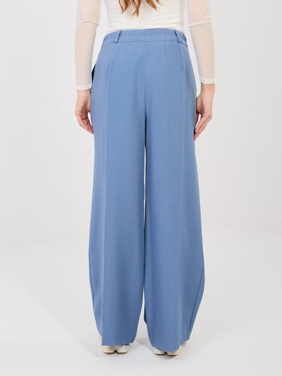 RUE PARIS Brudnoniebieskie garniturowe spodnie wide leg