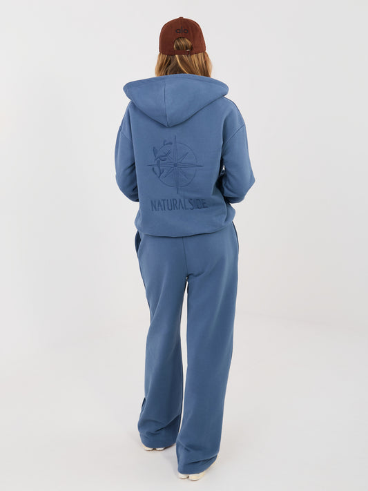 NATURAL SIDE  Brudnoniebieskie dresowe spodnie wide leg