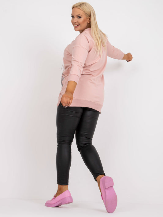 Brudnoróżowa prosta tunika plus size bawełniana