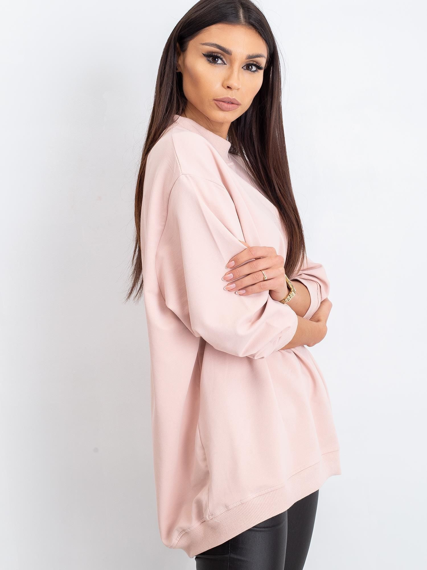 Brudnoróżowa bawełniana bluza basic