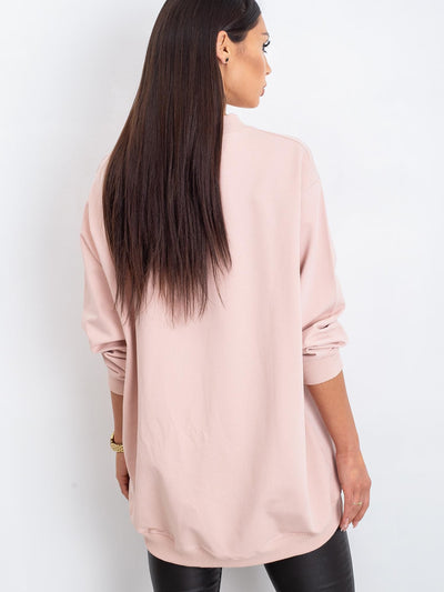 Brudnoróżowa bawełniana bluza basic